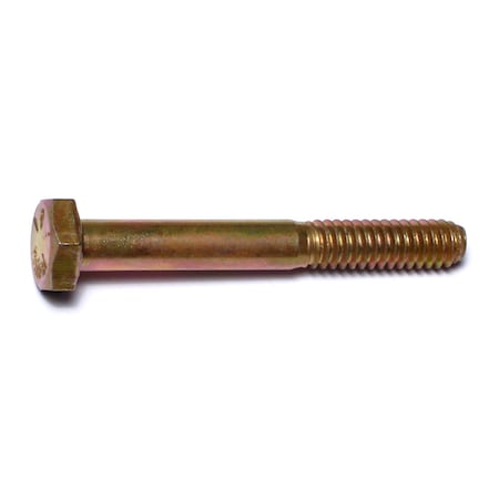 Midwest Fastener Grade 8, 1/4"-20 Hex Head Cap Screw, Zinc Yellow Steel, 2 in L, 10 PK 62845